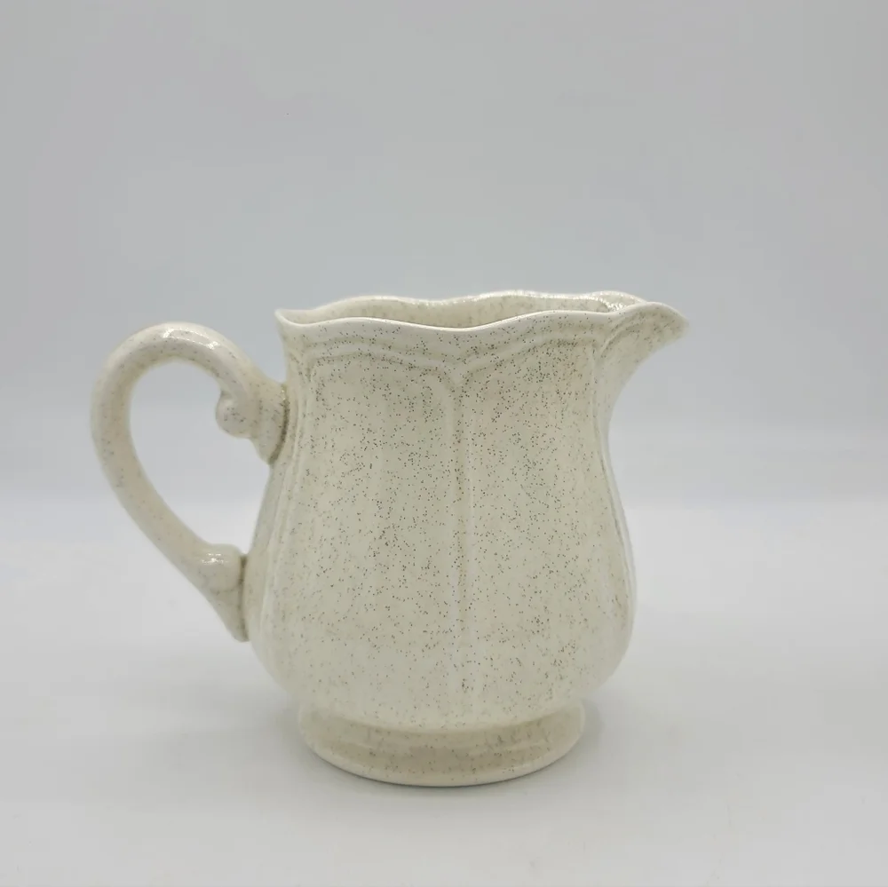 Ironstone Japan Creamer + Hearthside Baroque Sugar Bowl Speckled 70s Tableware